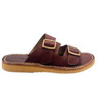 Sandales double boucle en cuir marron acajou Coarraze Acajou H